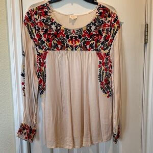 Elegant Embroidered Blouse with Vibrant Accents